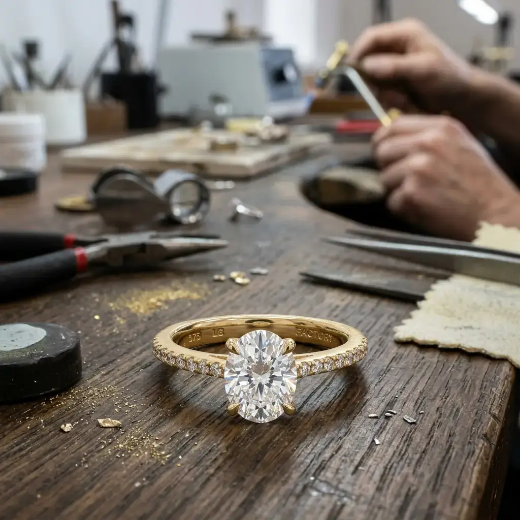 fine jewelry OEM factory for 9K yellow gold lab-grown diamond custom ring — custom jewelry manufacturing photo 1