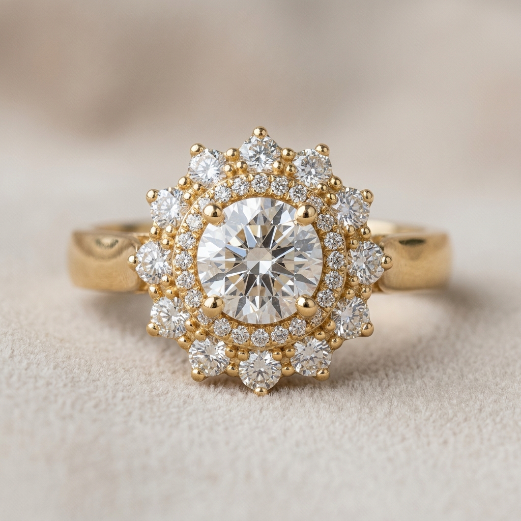 OEM 9K yellow gold lab-grown diamond cocktail ring manufacturer — custom jewelry manufacturing photo 1