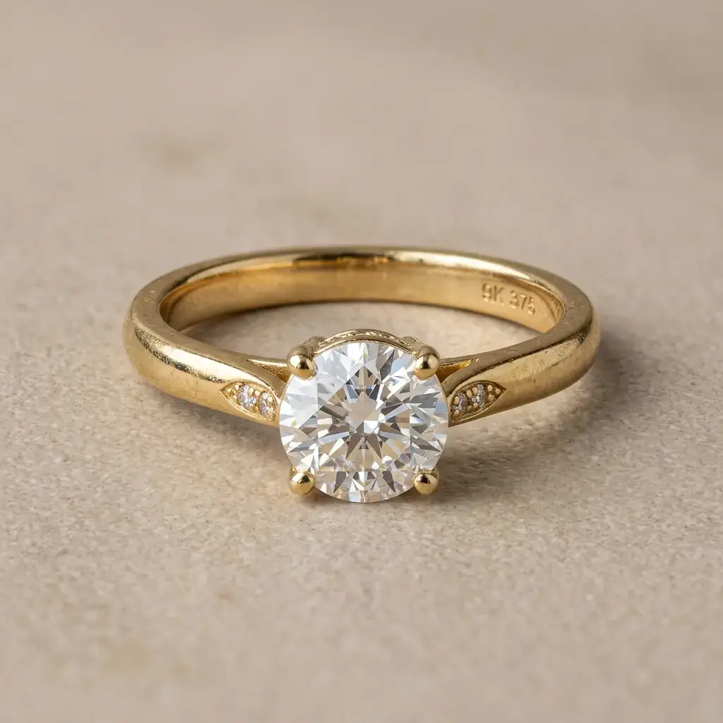 9K yellow gold lab-grown diamond custom ring OEM factory — custom jewelry manufacturing photo 1