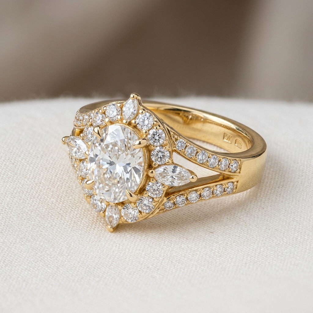 private label 9K yellow gold lab-grown diamond cocktail ring supplier — custom jewelry manufacturing photo 1
