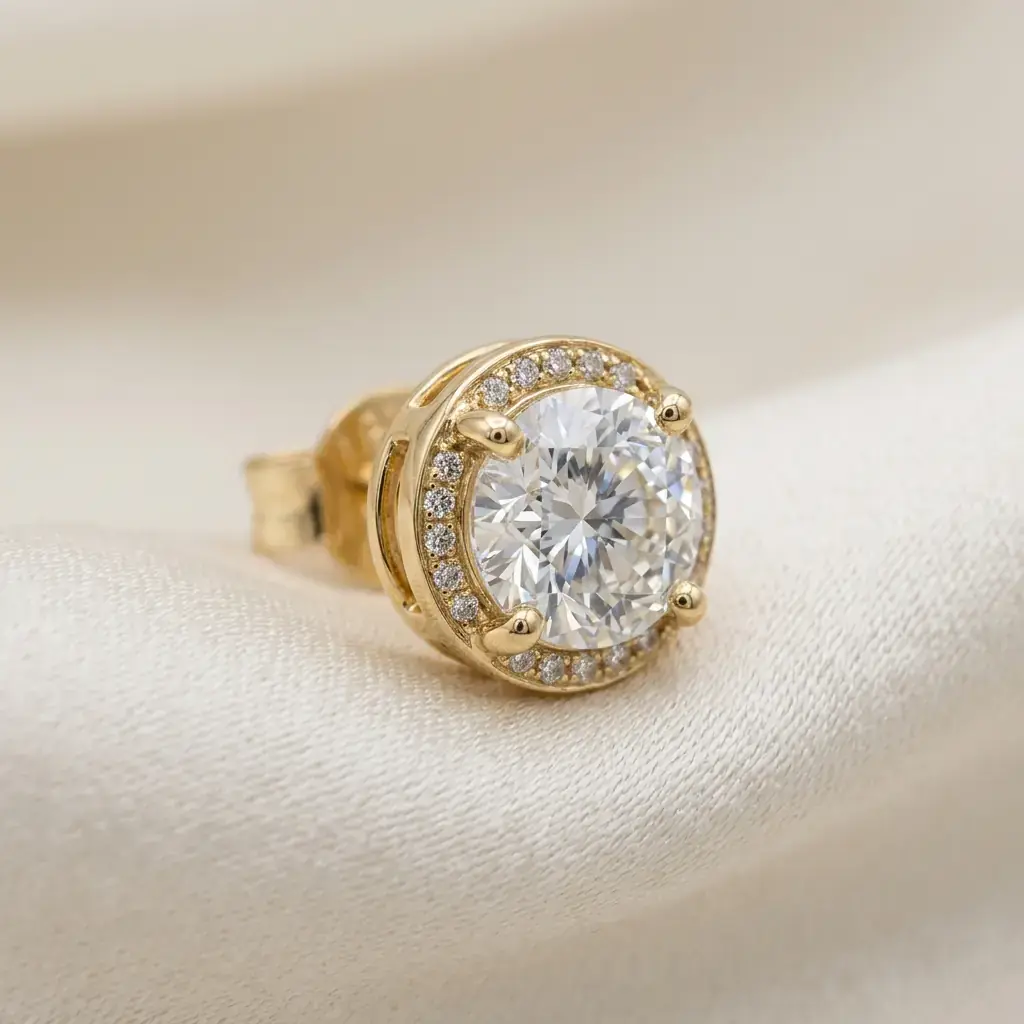 OEM 9K yellow gold lab-grown diamond earring manufacturer — custom jewelry manufacturing photo 1
