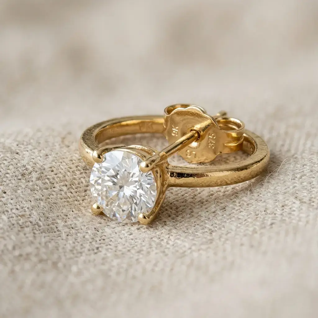 private label 9K yellow gold lab-grown diamond earring supplier — custom jewelry manufacturing photo 1