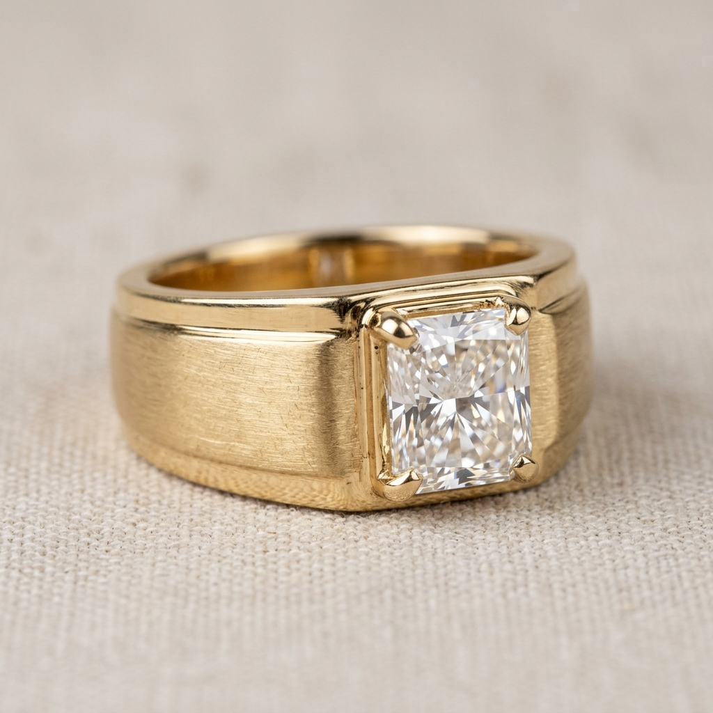 private label 9K yellow gold lab-grown diamond men's ring supplier — custom jewelry manufacturing photo 1