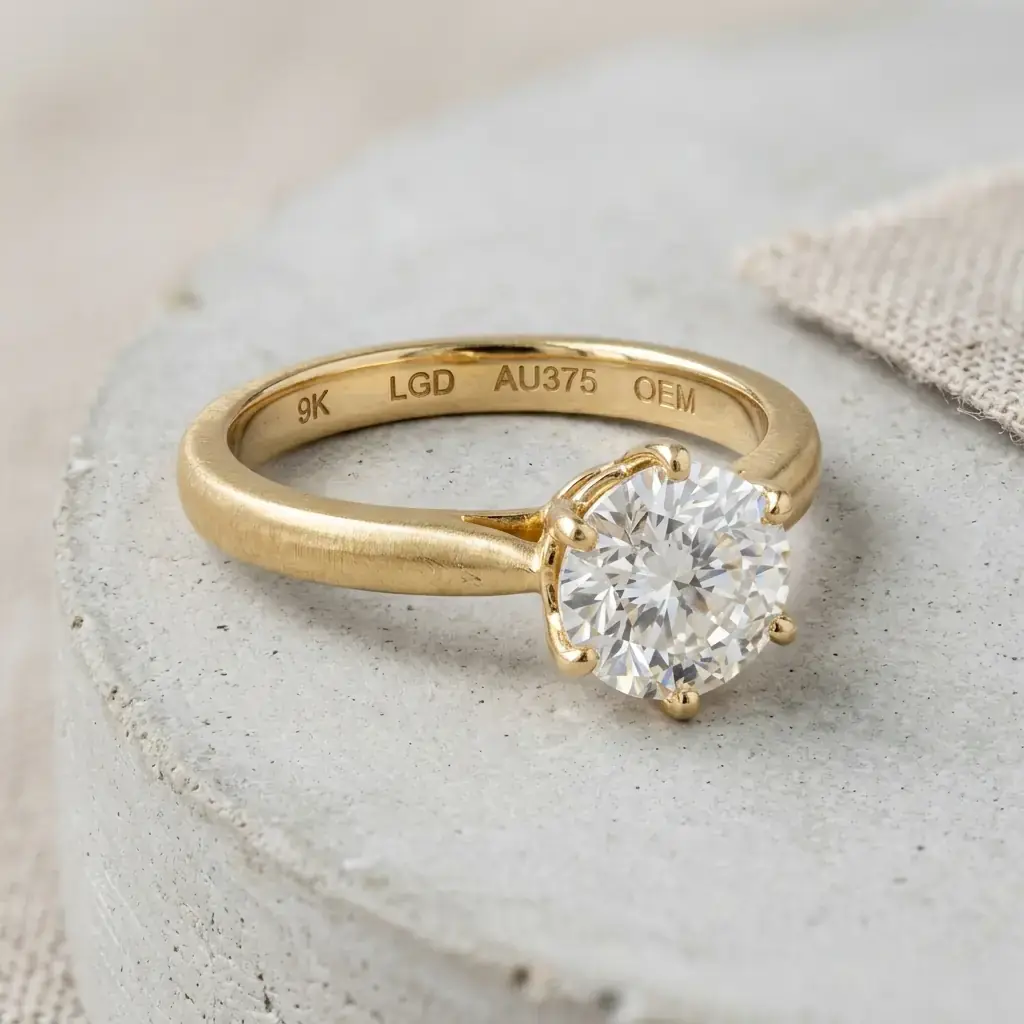 OEM 9K yellow gold lab-grown diamond custom ring manufacturer — custom jewelry manufacturing photo 1