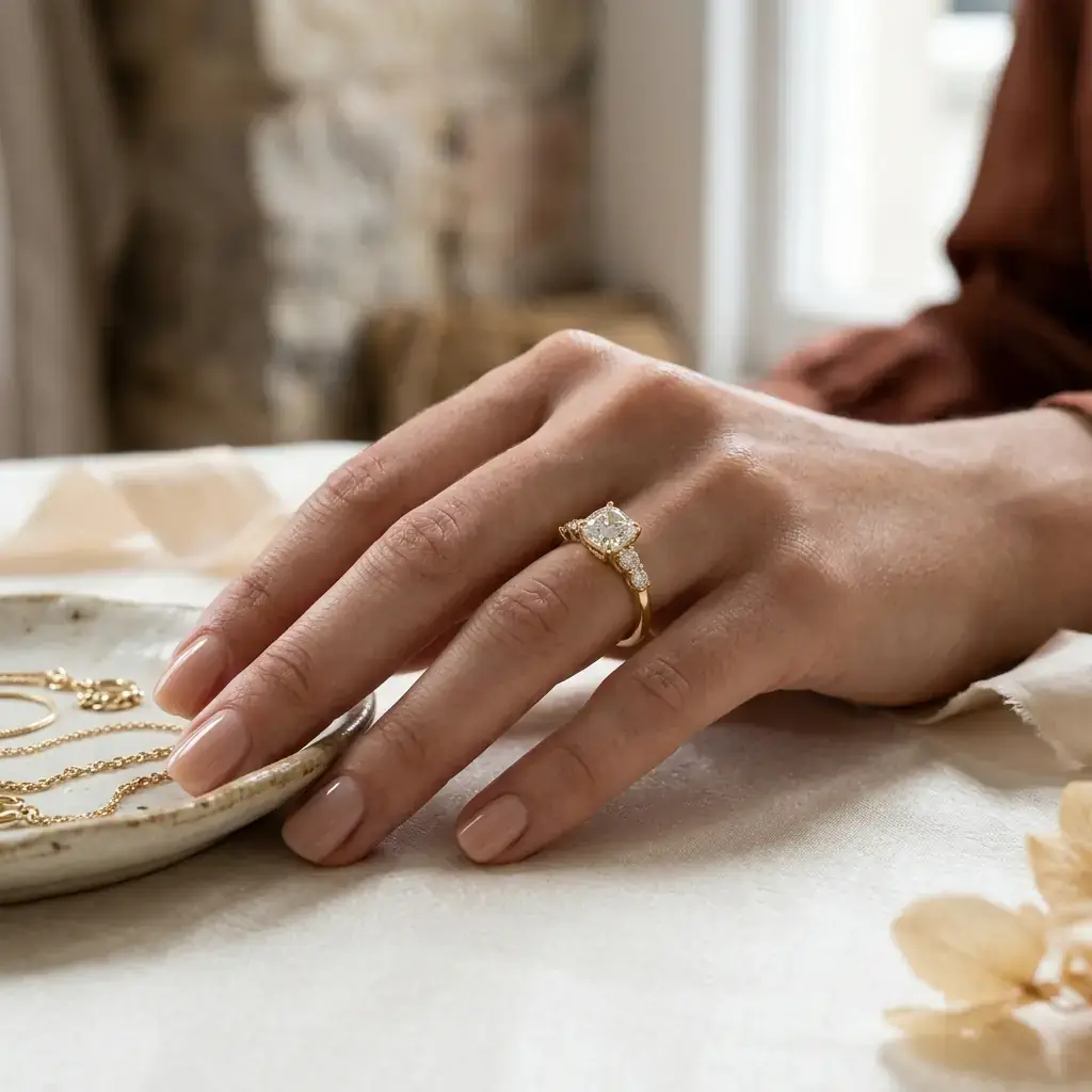 9K yellow gold lab-grown diamond custom ring OEM factory — custom jewelry manufacturing photo 2