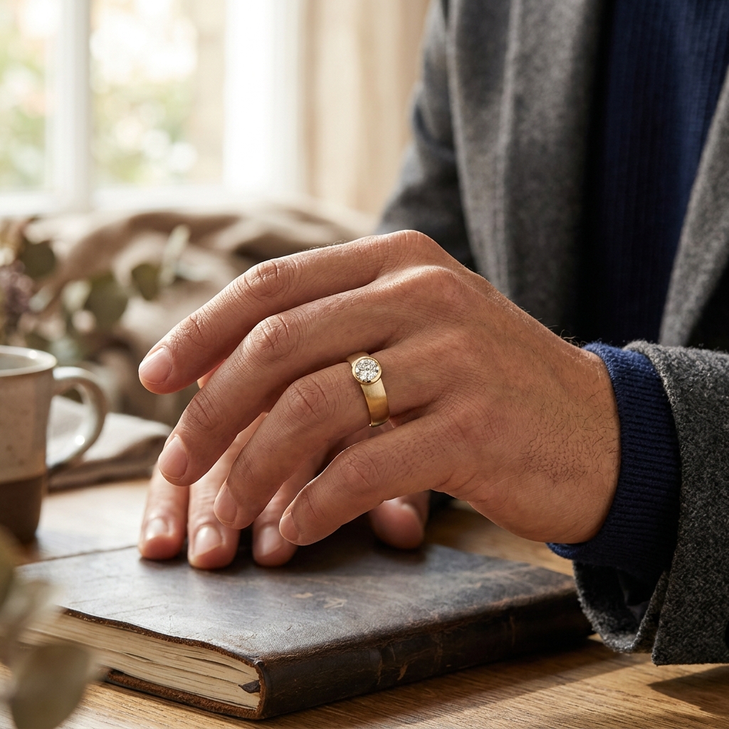 private label 9K yellow gold lab-grown diamond men's ring supplier — Alpha… private label 9K yellow gold lab-grown diamond men's ring supplier — custom jewelry manufacturing photo 2