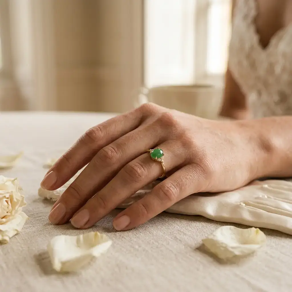 OEM 10K yellow gold jade engagement ring manufacturer — Alpha Jewelry Blog… OEM 10K yellow gold jade engagement ring manufacturer — custom jewelry manufacturing photo 2