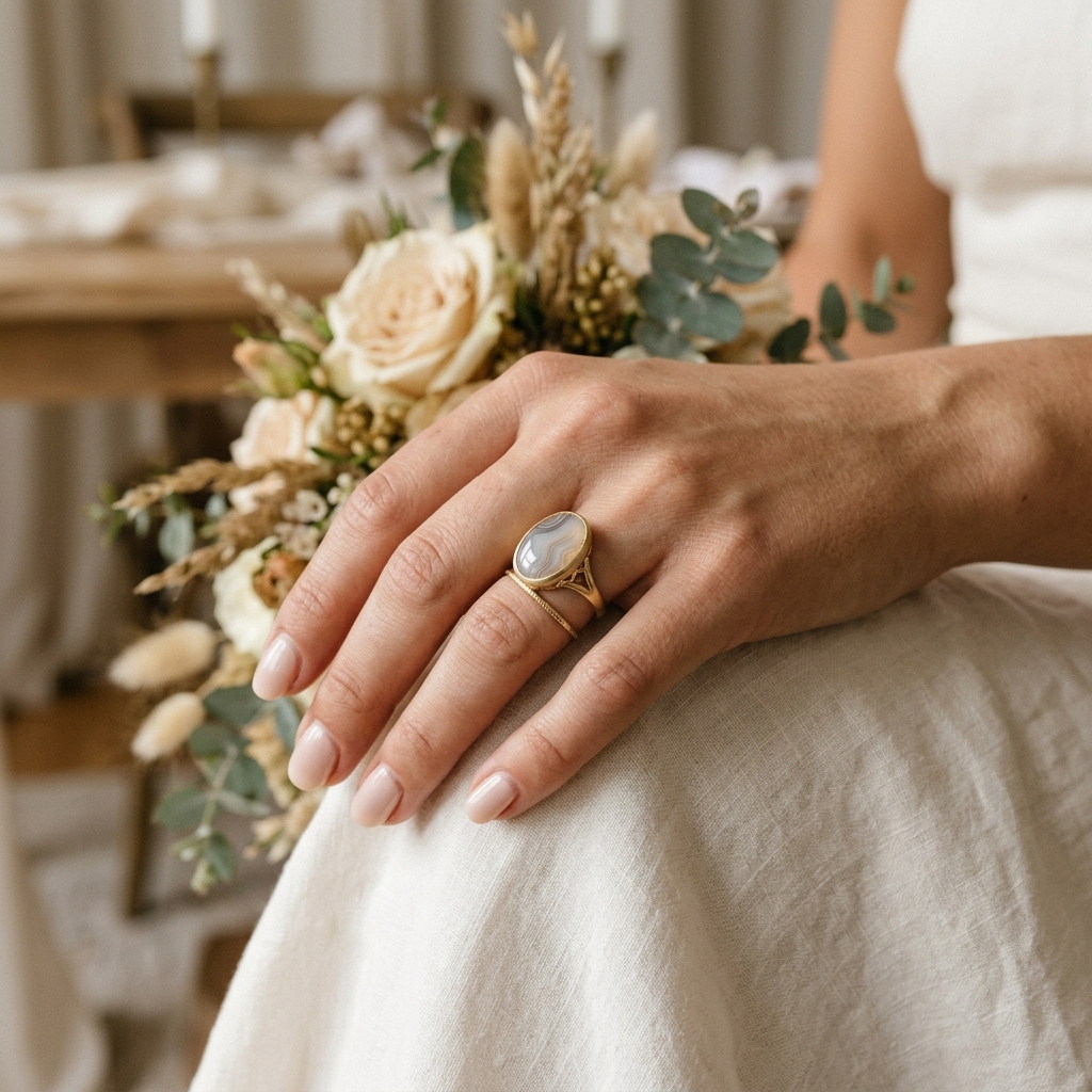 custom 10K yellow gold agate engagement ring — Alpha Jewelry Blog Image 2 custom 10K yellow gold agate engagement ring — custom jewelry manufacturing photo 2