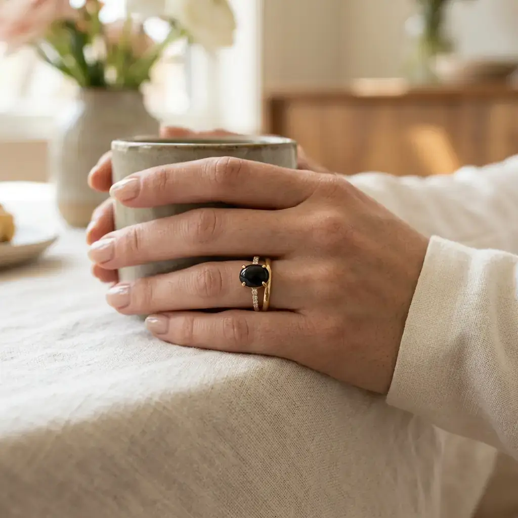 OEM 10K yellow gold obsidian engagement ring manufacturer — Alpha Jewelry Blog… OEM 10K yellow gold obsidian engagement ring manufacturer — custom jewelry manufacturing photo 2