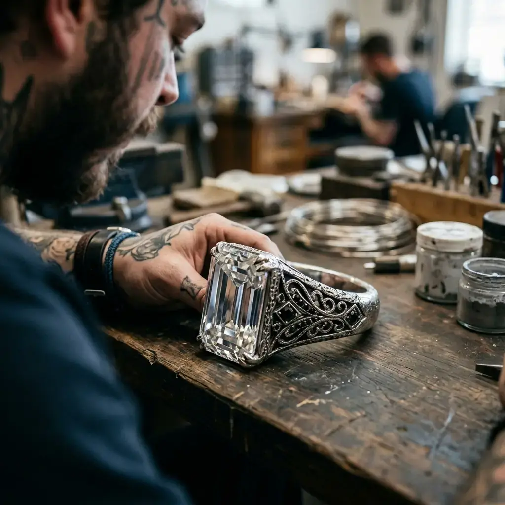 Jewelry Industry News: Post Malone's 20-Carat Engagement Ring Sparks… Post Malone's 20-Carat Engagement Ring Sparks Conversation — jewelry industry news editorial photo