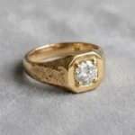 private label 9K yellow gold GIA natural diamond men's ring supplier — custom jewelry manufacturing photo 1