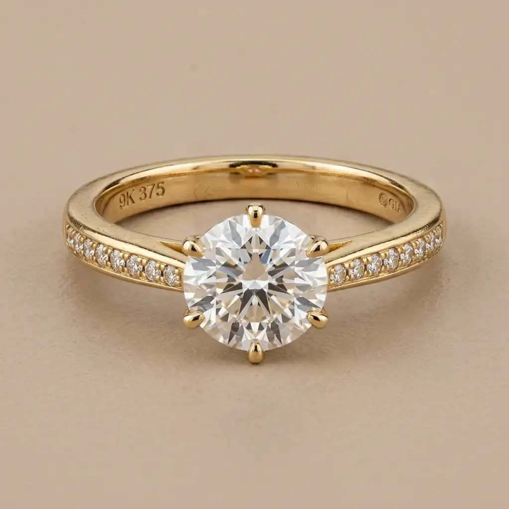 9K yellow gold GIA natural diamond custom ring OEM factory — custom jewelry manufacturing photo 1