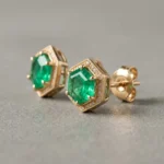 OEM 9K yellow gold lab-grown emerald earring manufacturer — custom jewelry manufacturing photo 1