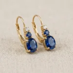 private label 9K yellow gold blue sapphire earring supplier — custom jewelry manufacturing photo 1