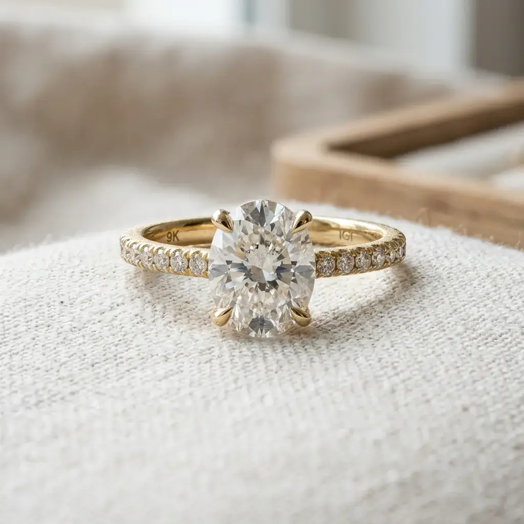 OEM 9K yellow gold IGI lab-grown diamond custom ring manufacturer — custom jewelry manufacturing photo 1