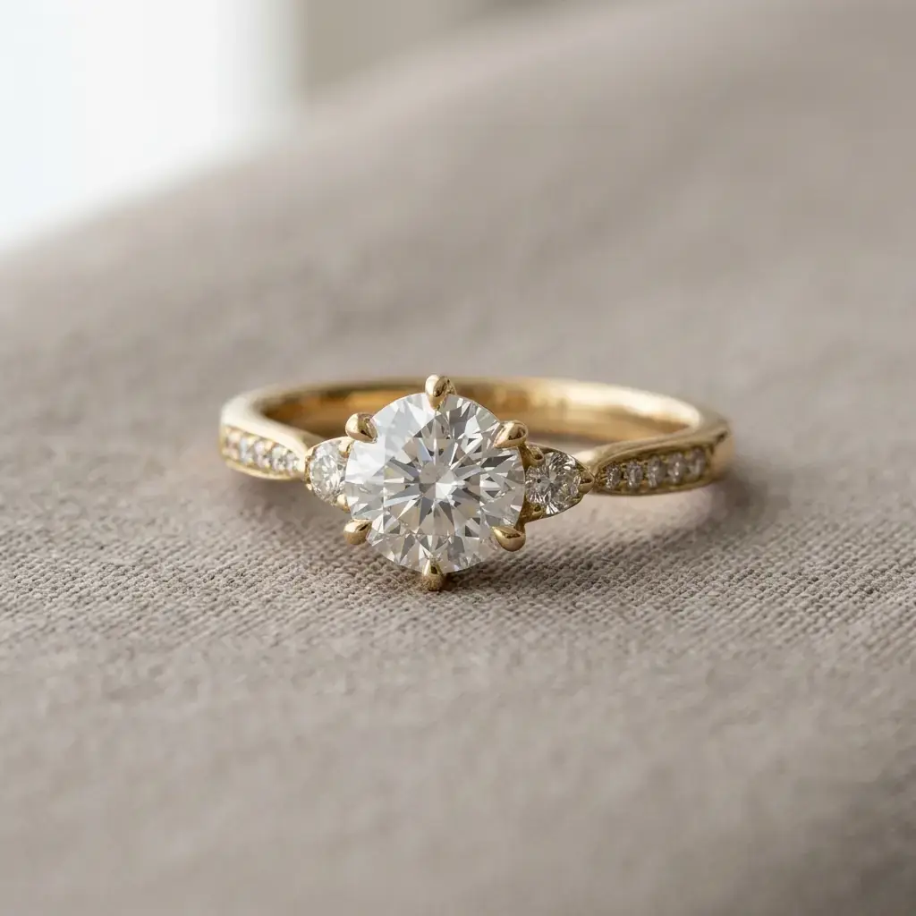 private label 9K yellow gold IGI lab-grown diamond custom ring supplier — custom jewelry manufacturing photo 1