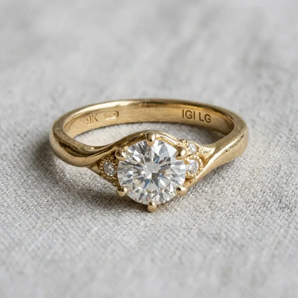 small batch 9K yellow gold IGI lab-grown diamond custom ring manufacturer — custom jewelry manufacturing photo 1