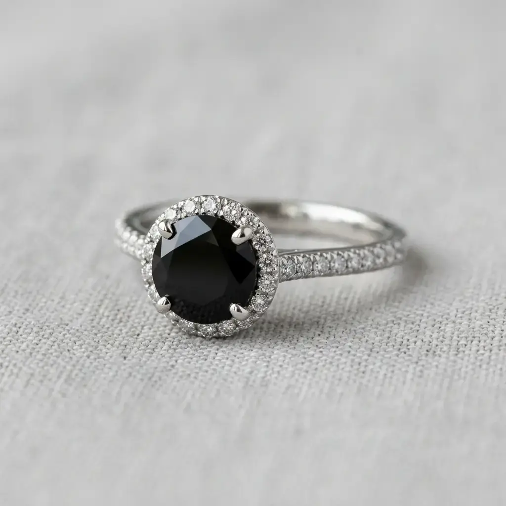 private label 10K white gold onyx engagement ring supplier — custom jewelry manufacturing photo 1