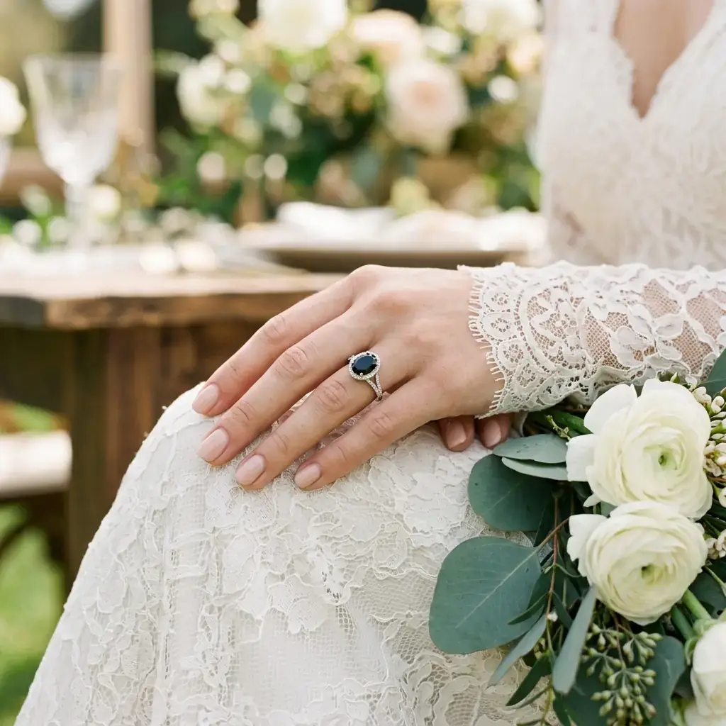 private label 10K white gold onyx engagement ring supplier — custom jewelry manufacturing photo 2
