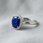 private label 10K white gold lapis lazuli engagement ring supplier — custom jewelry manufacturing photo 1