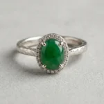 custom 10K white gold jade engagement ring — custom jewelry manufacturing photo 1