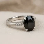 custom 10K white gold obsidian engagement ring — custom jewelry manufacturing photo 1