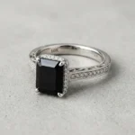 private label 10K white gold black onyx engagement ring supplier — custom jewelry manufacturing photo 1