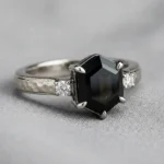 private label 10K white gold obsidian engagement ring supplier — custom jewelry manufacturing photo 1