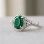 private label 10K white gold malachite engagement ring supplier — custom jewelry manufacturing photo 1