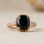 custom 10K rose gold onyx engagement ring — custom jewelry manufacturing photo 1