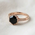 custom 10K rose gold black onyx engagement ring — custom jewelry manufacturing photo 1