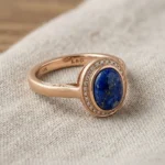 custom 10K rose gold lapis lazuli engagement ring — custom jewelry manufacturing photo 1