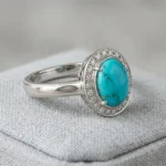 custom 10K white gold turquoise engagement ring — custom jewelry manufacturing photo 1