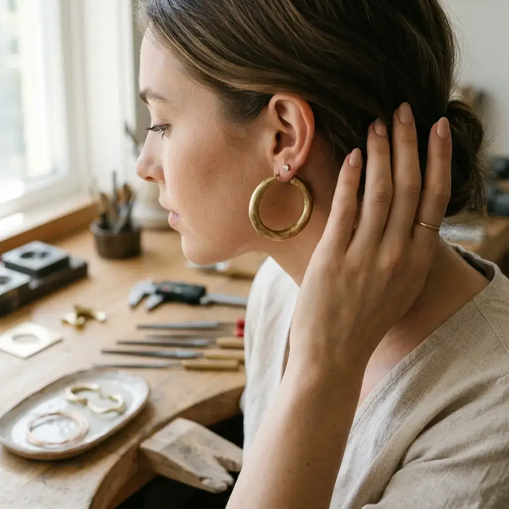 custom brass hoop earrings casting manufacturer — custom jewelry manufacturing photo 2