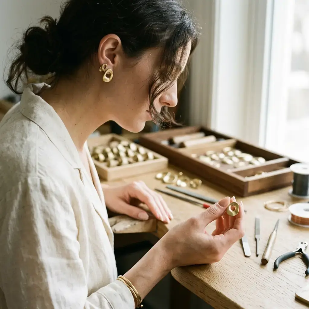 custom brass stud earrings casting manufacturer — custom jewelry manufacturing photo 2