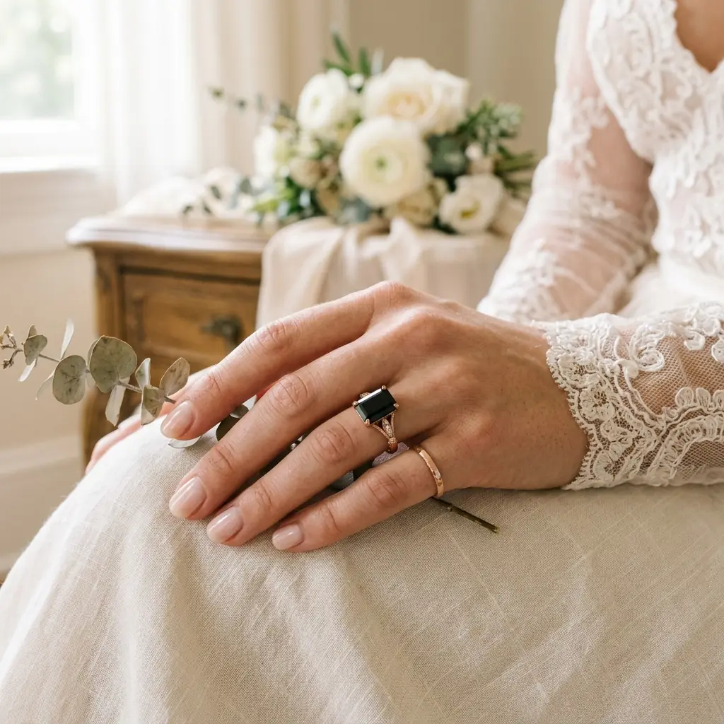 custom 10K rose gold black onyx engagement ring — custom jewelry manufacturing photo 2