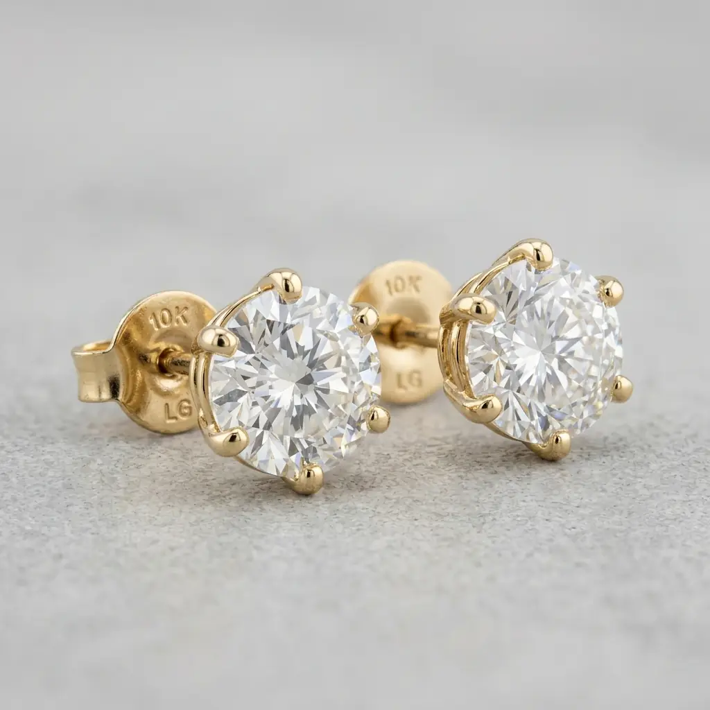 OEM 10K yellow gold lab-grown diamond stud earrings manufacturer — custom jewelry manufacturing photo 1