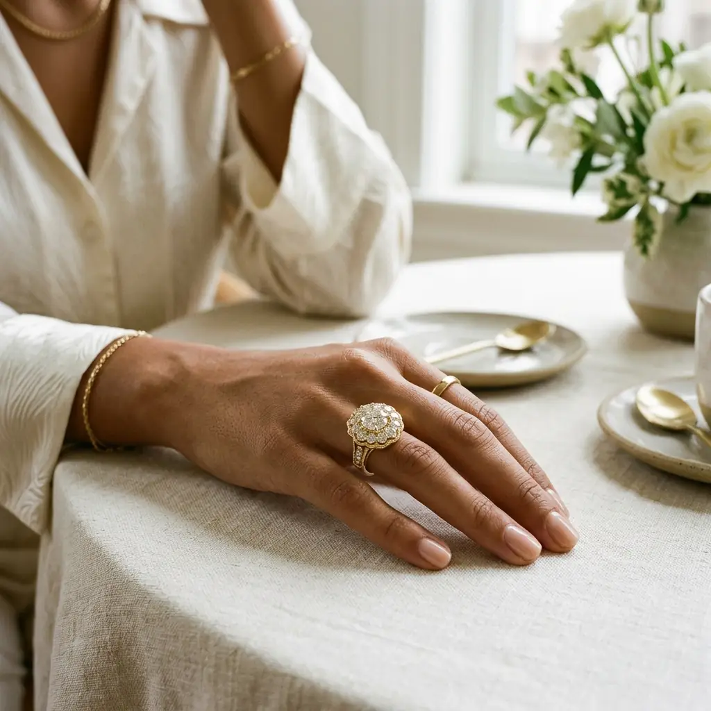OEM 10K yellow gold lab-grown diamond cocktail ring manufacturer — custom jewelry manufacturing photo 2