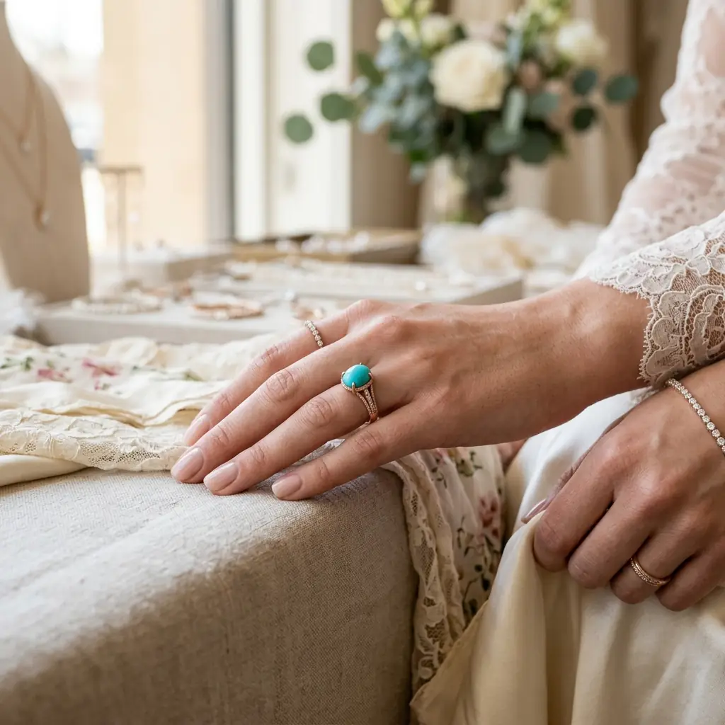 private label 10K rose gold turquoise engagement ring supplier — Alpha Jewelry… private label 10K rose gold turquoise engagement ring supplier — custom jewelry manufacturing photo 2