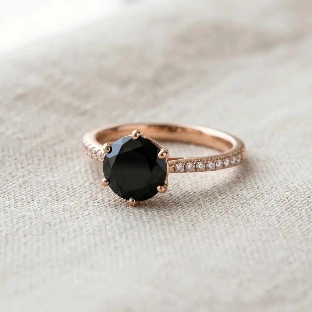 private label 10K rose gold onyx engagement ring supplier — custom jewelry manufacturing photo 1