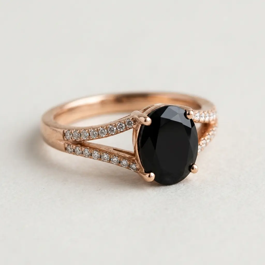 private label 10K rose gold black onyx engagement ring supplier — custom jewelry manufacturing photo 1