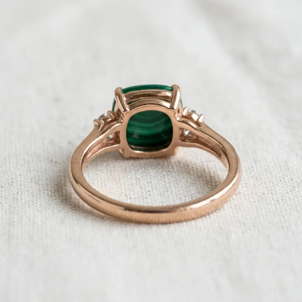 private label 10K rose gold malachite engagement ring supplier — custom jewelry manufacturing photo 1