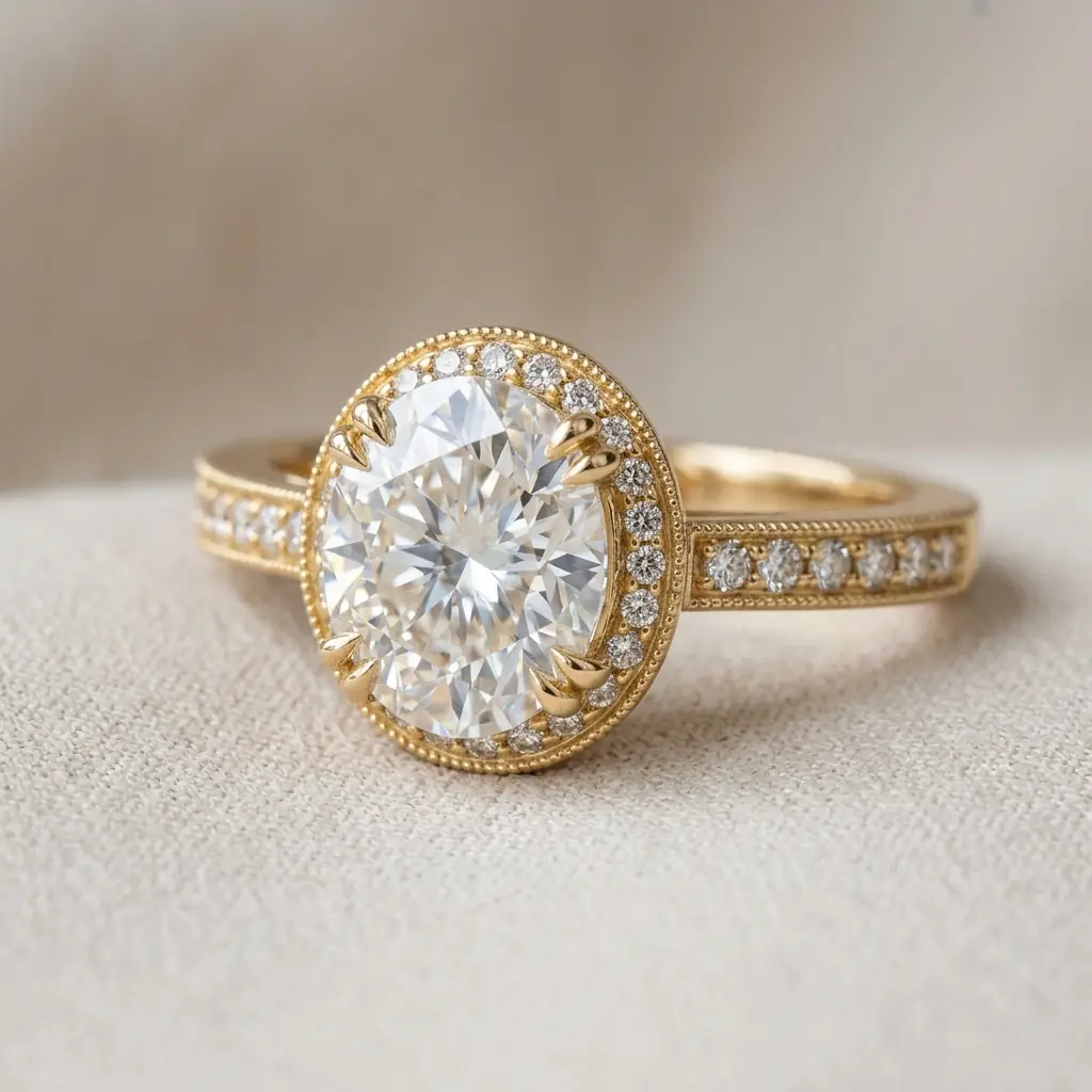 custom 10K yellow gold lab-grown diamond custom ring — custom jewelry manufacturing photo 1