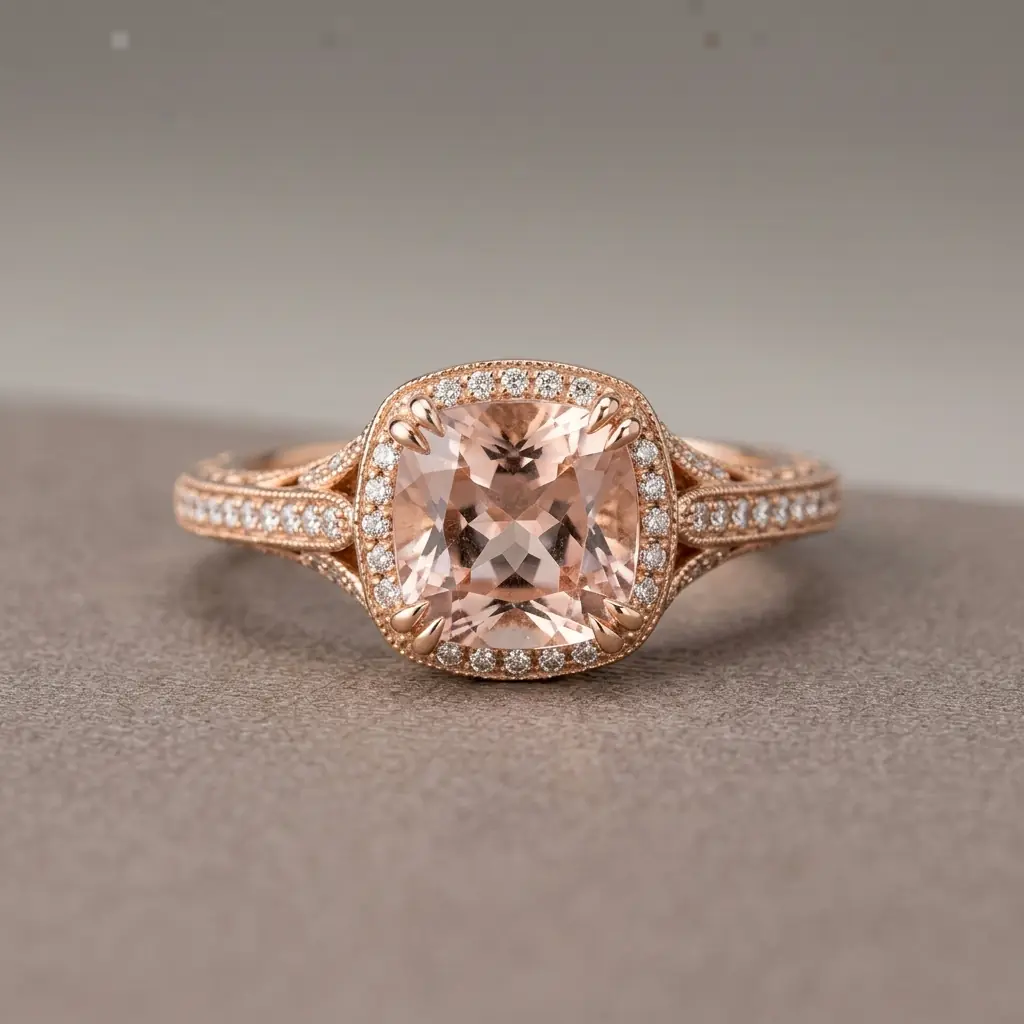 factory direct 10k rose gold morganite gold mounting making — custom jewelry manufacturing photo 1