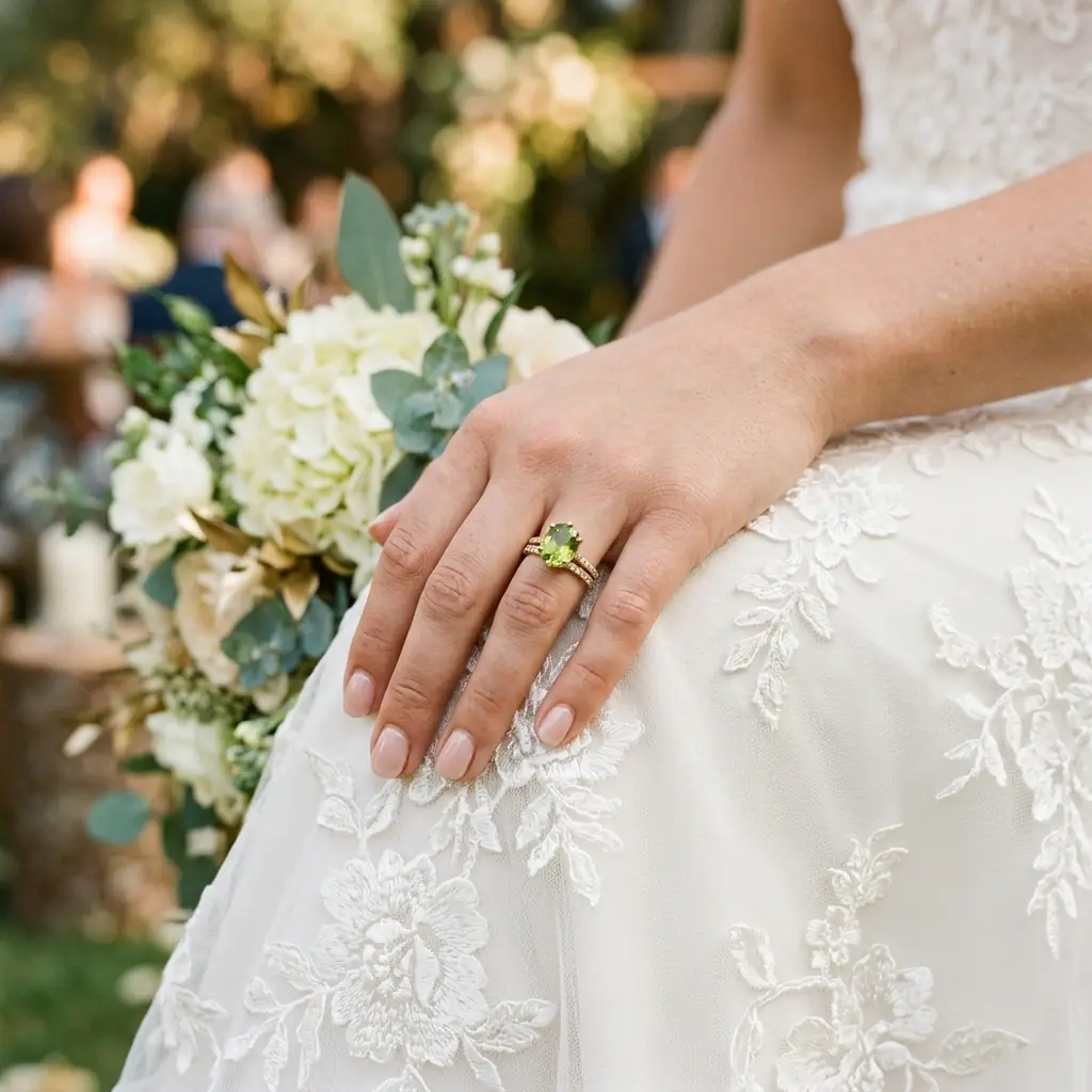 custom 14K yellow gold peridot engagement ring — Alpha Jewelry Blog Image 2 custom 14K yellow gold peridot engagement ring — custom jewelry manufacturing photo 2