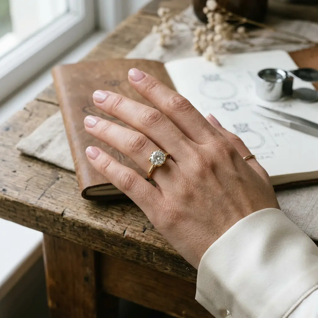 custom CAD design for 10K yellow gold lab-grown diamond custom ring — custom jewelry manufacturing photo 2