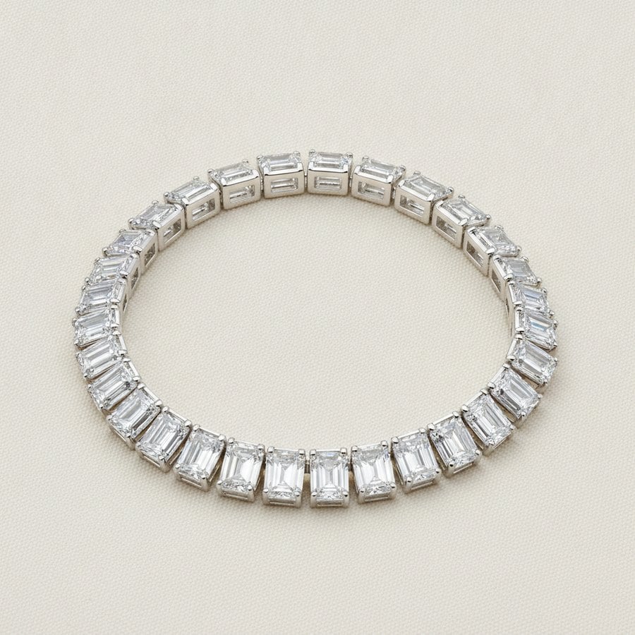 Emerald-cut lab-grown diamond tennis bracelet — Alpha Jewelry OEM