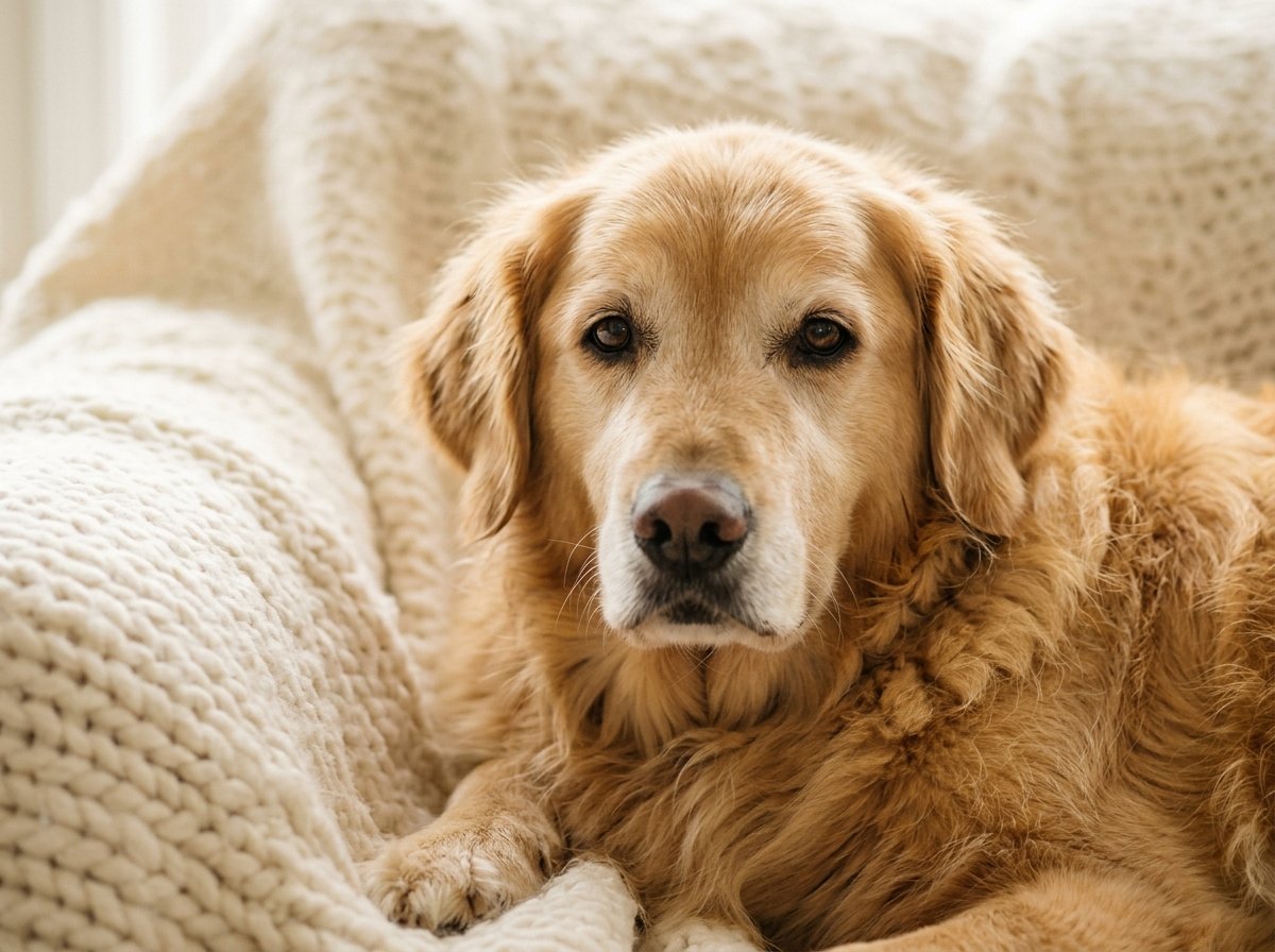 Soft portrait of a cute golden retriever for pet memorial diamond service