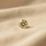 Loose yellow memorial diamond, round cut, lab-grown from ashes or hair